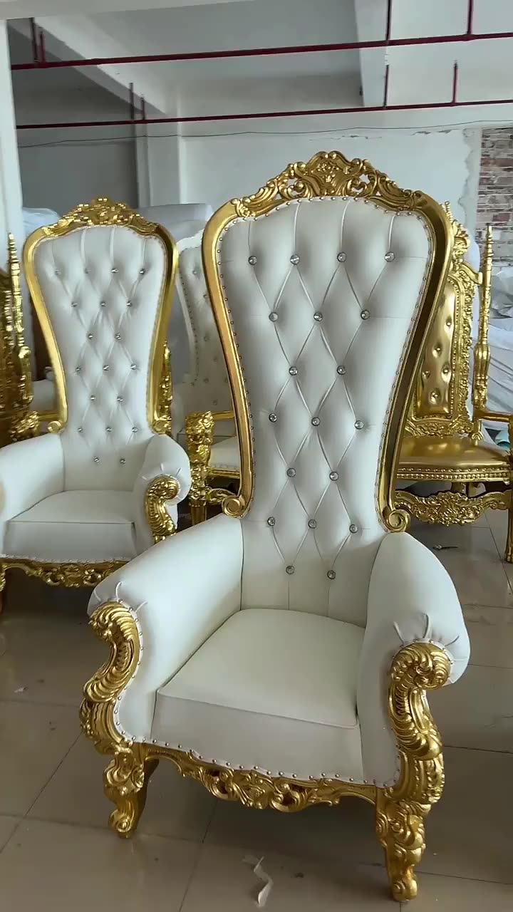 Classic Royal Princess Luxury Wedding High Back Hotel Golden King