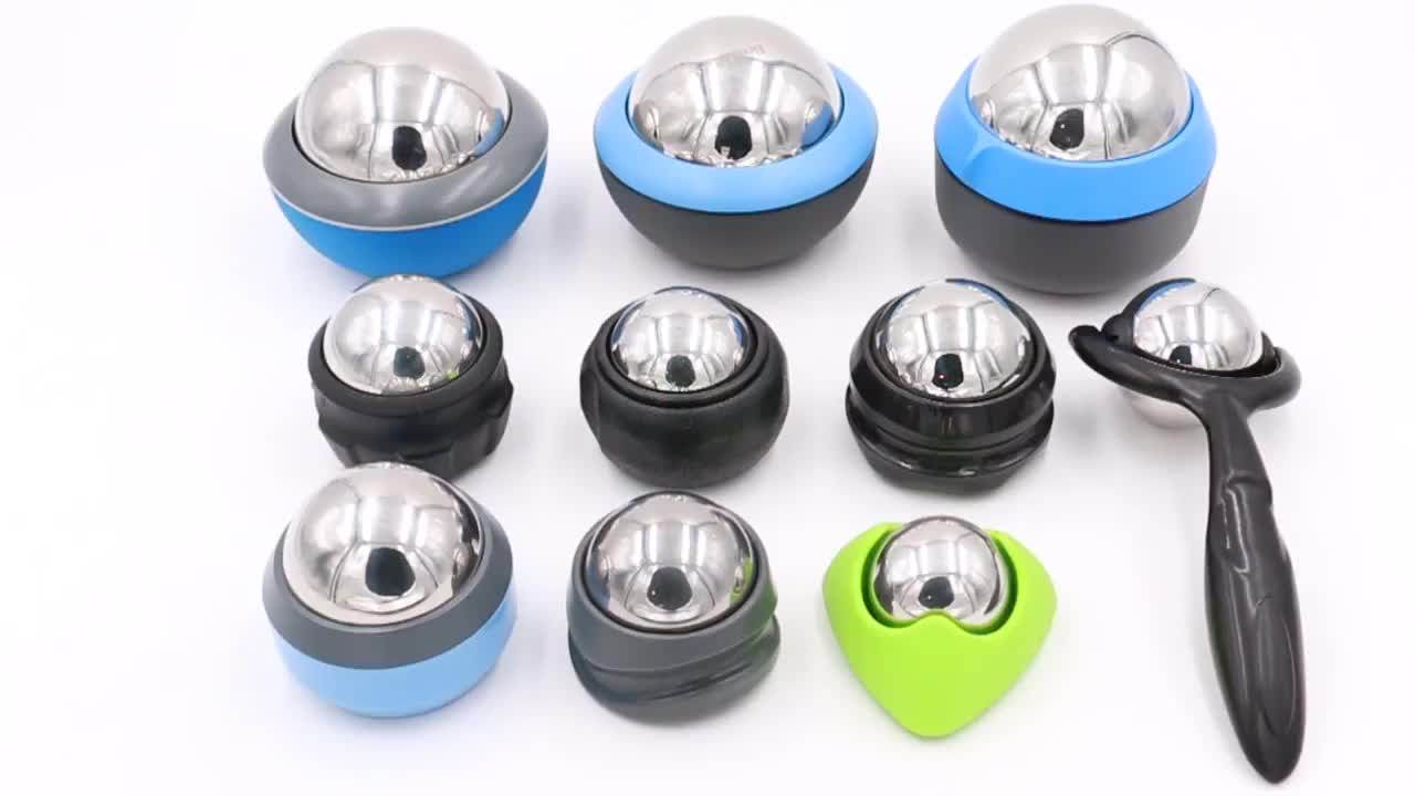 Stainless Steel Ice Globe Facial Cold Massage Roller Ball With Handle