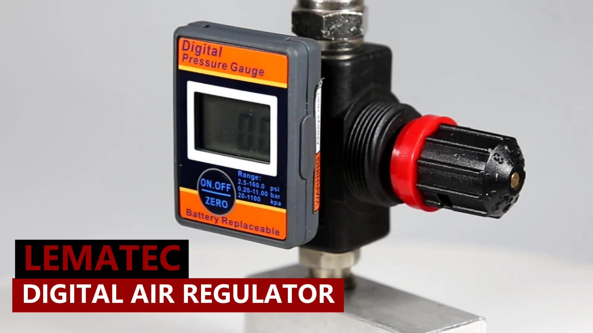 1/4 In Line Pneumatic Digital Air Flow Regulator With Digital Pressure Gauge LEMATEC Taiwan Made
