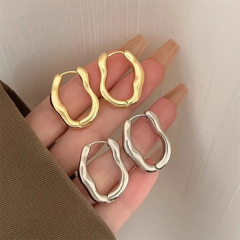 925 silver needle geometric earbuds for women new trendy personalized design internet celebrity earrings simple temperament ins cold style earrings