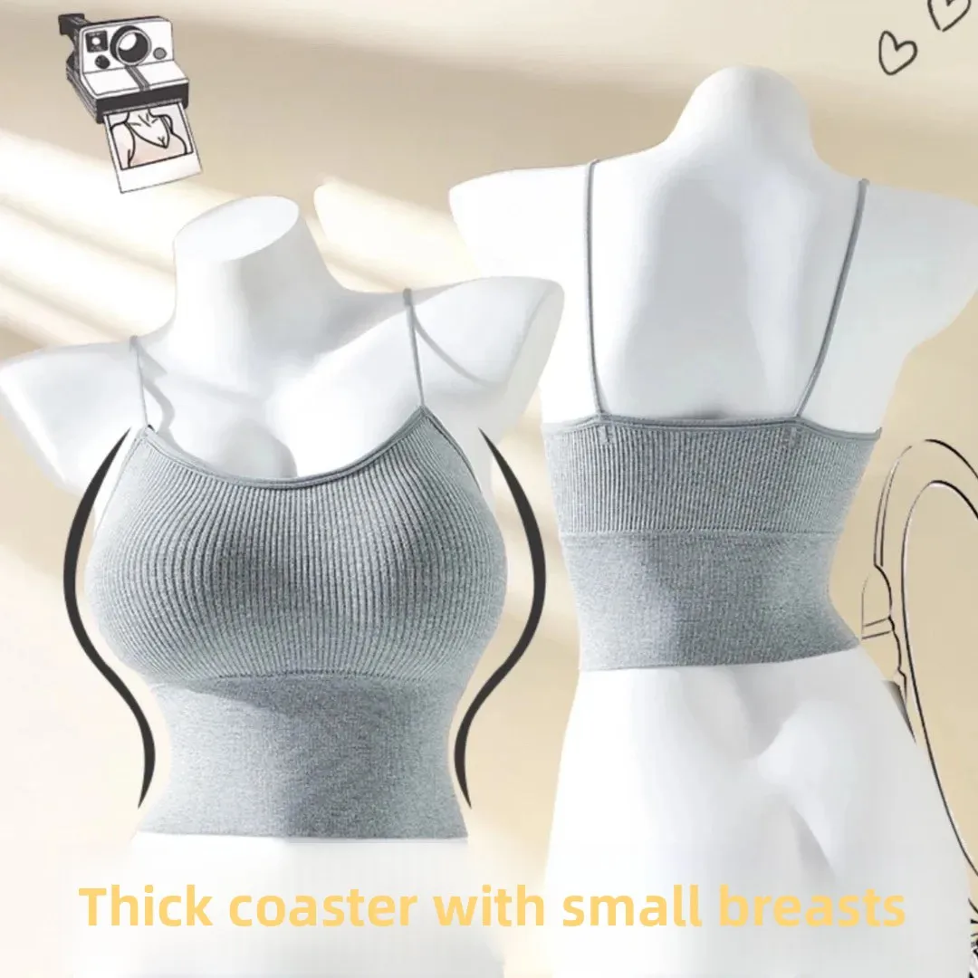 Live Broadcast Thickened Chest Pads for a Larger Appearance, Detachable Camisole Versatile Short Style with Beautiful Back, Base Wrap, and Bandeau for Women