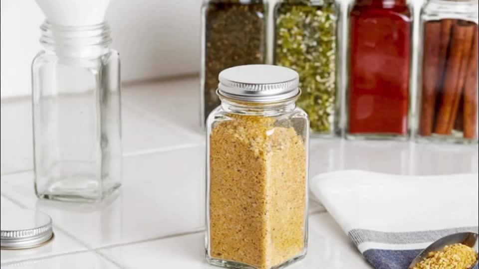 100ml Square Simply Organic Glass Spice Bottles With Aluminum/metal Lid