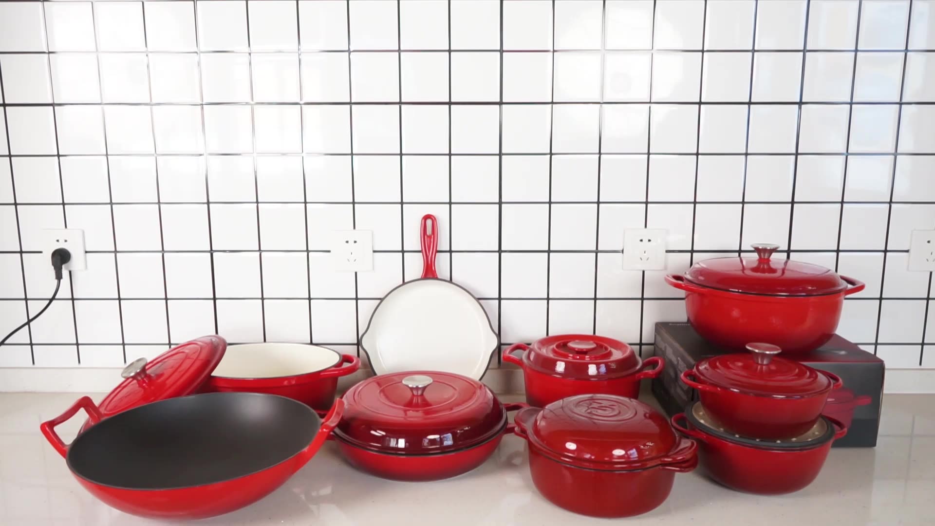 Yfcook Free Sample Pfoa Free Kitchenware Non stick 7 Pieces Red Enamel yfcook-free-sample-pfoa-free-kitchenware-non-stick-7-pieces-red-enamel