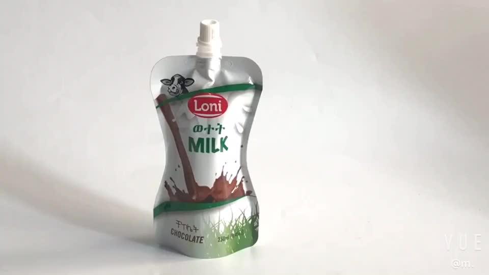 250ml Packing Liquid Chocolate Milk Drinking Spout Pouch Custom Designs