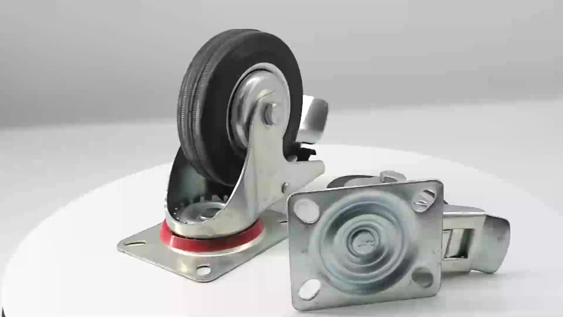 Industrial Flange Mount Casters With Black Nylon Wheel For Furniture