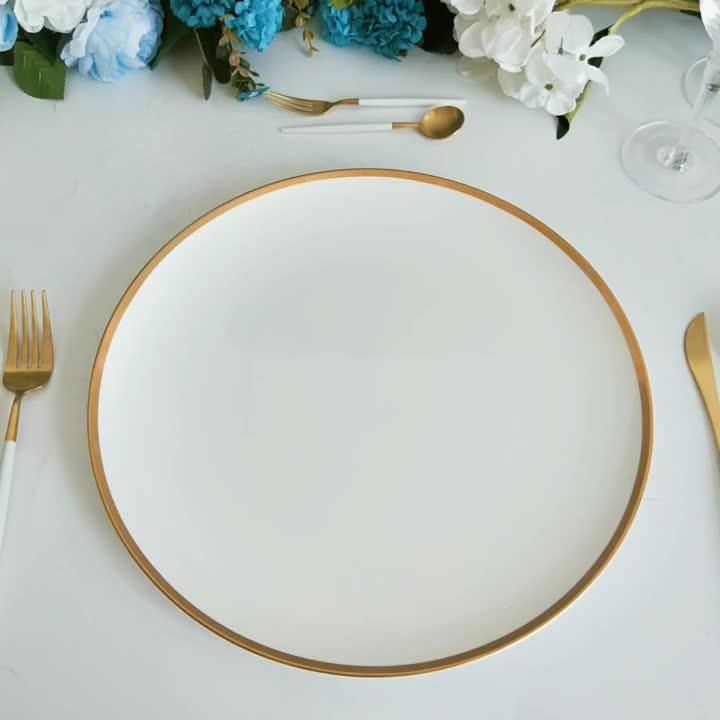 Wholesale High Quality Platter Fine Bone China Wedding White Charger Plates With Gold Rim Buy