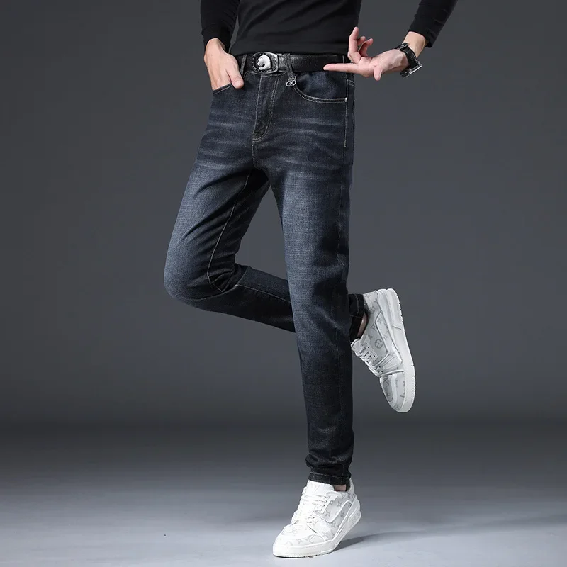 Осенние синие джинсы, casual брюки, Slim fit