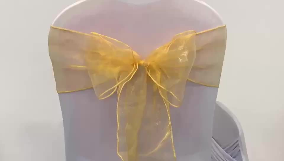 Cheap Fancy Fushia Pink Selftie Chair Sashes For Wedding Organza Sash