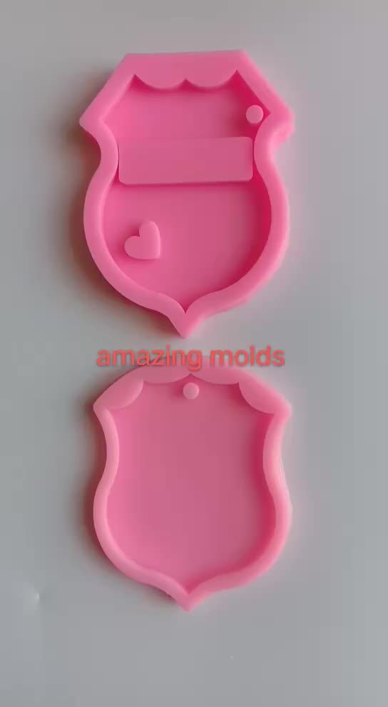 Resin Mold With Holes Silicone Police Badge Mold For Keychains Resin