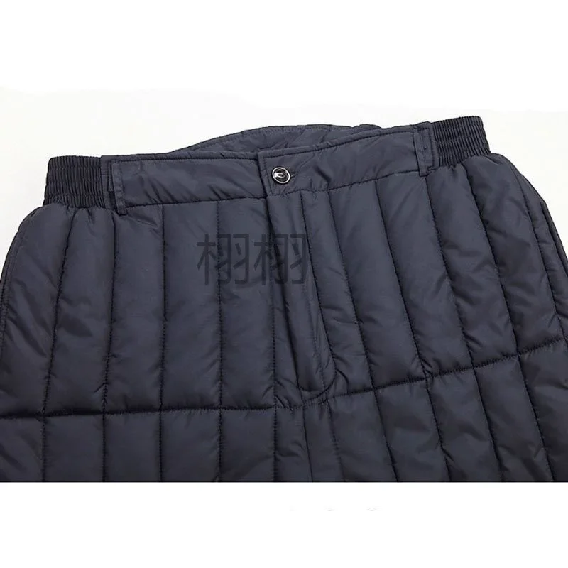 Xu Elderly Men's Cotton Pants 70-80 Years Old Dad High Waist Deep plus size Thickened Warm Pants Elderly Loose Cotton Padded Cover