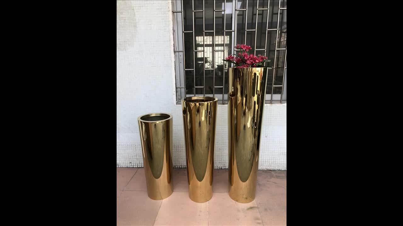 Big Size Decorative Indoor Stainless Steel Gold Metal Flower Vases