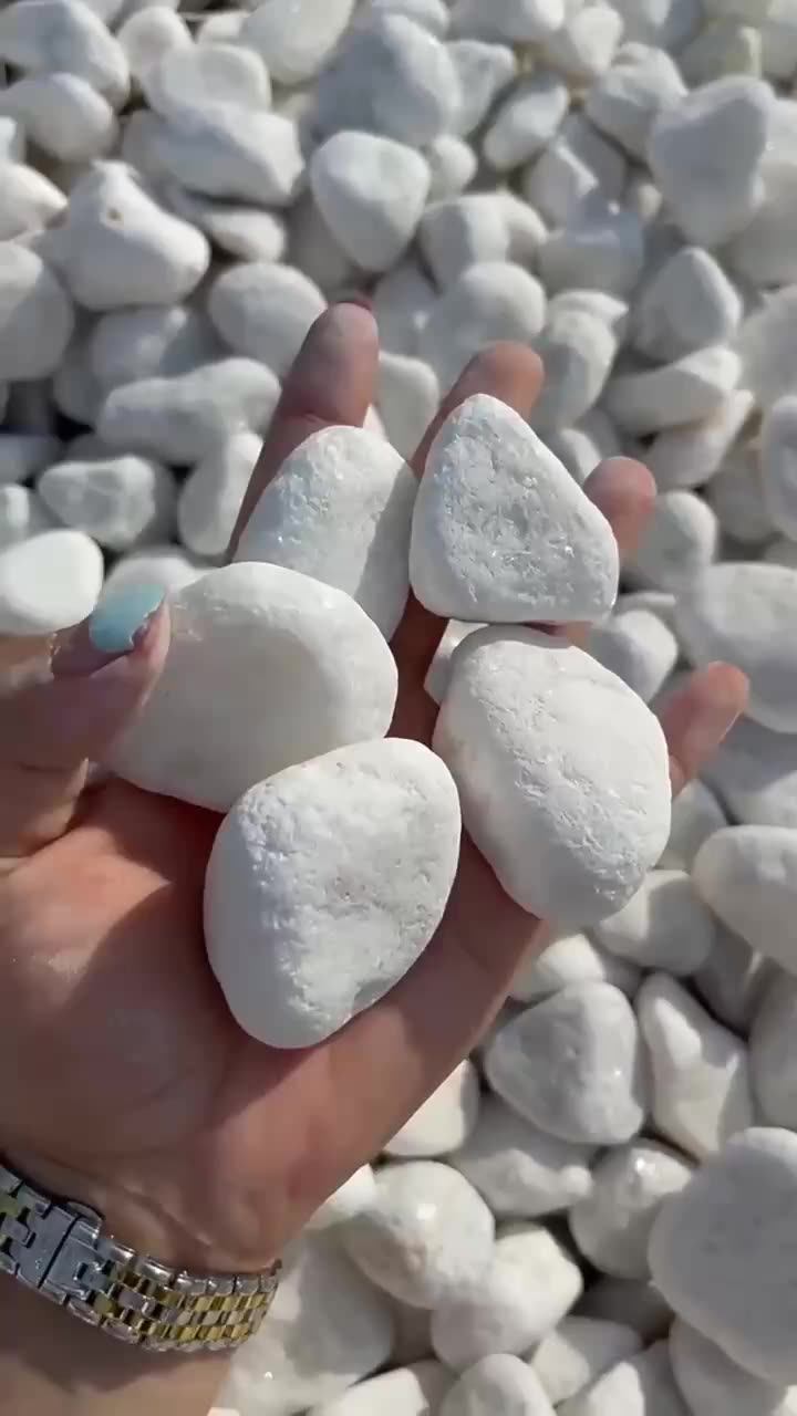 White Pebble Stone Tumbled Cobble Stone White Pebbles For Garden