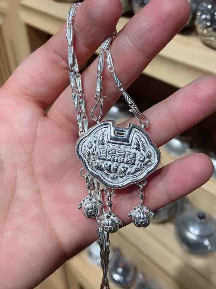 Baijia Lock Sterling silver 999 Baby lock Child lock Long life and wealth lock Unicorn lock Baby 100-day birthday gift