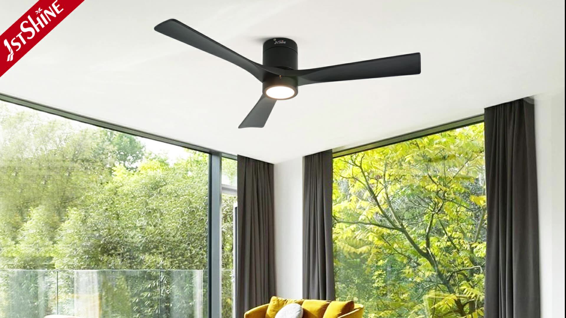 1stshine Led Ceiling Fan Solid Wood Blades Decorative 52 Inch Flush