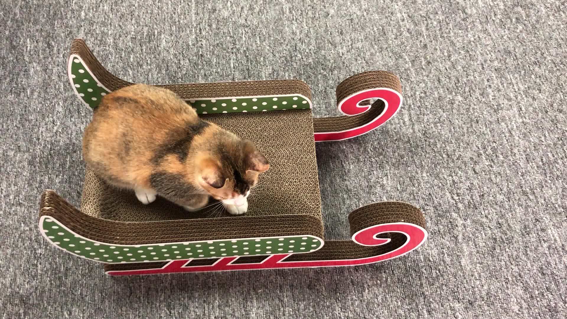 New Design For Christmas Sled Shape Cardboard Cat Scratcher Buy Cat