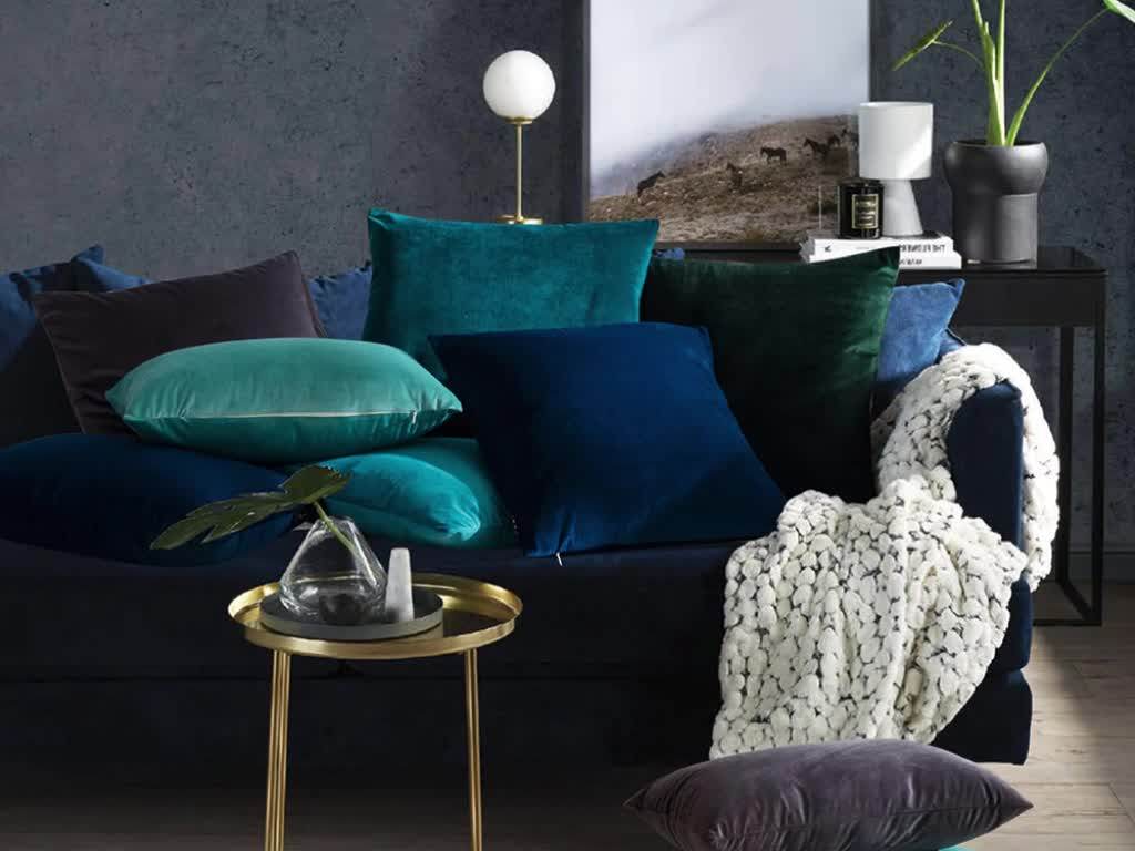 Buti Wholesale Plain Super Soft Velvet Pillow Solid Color Decorative