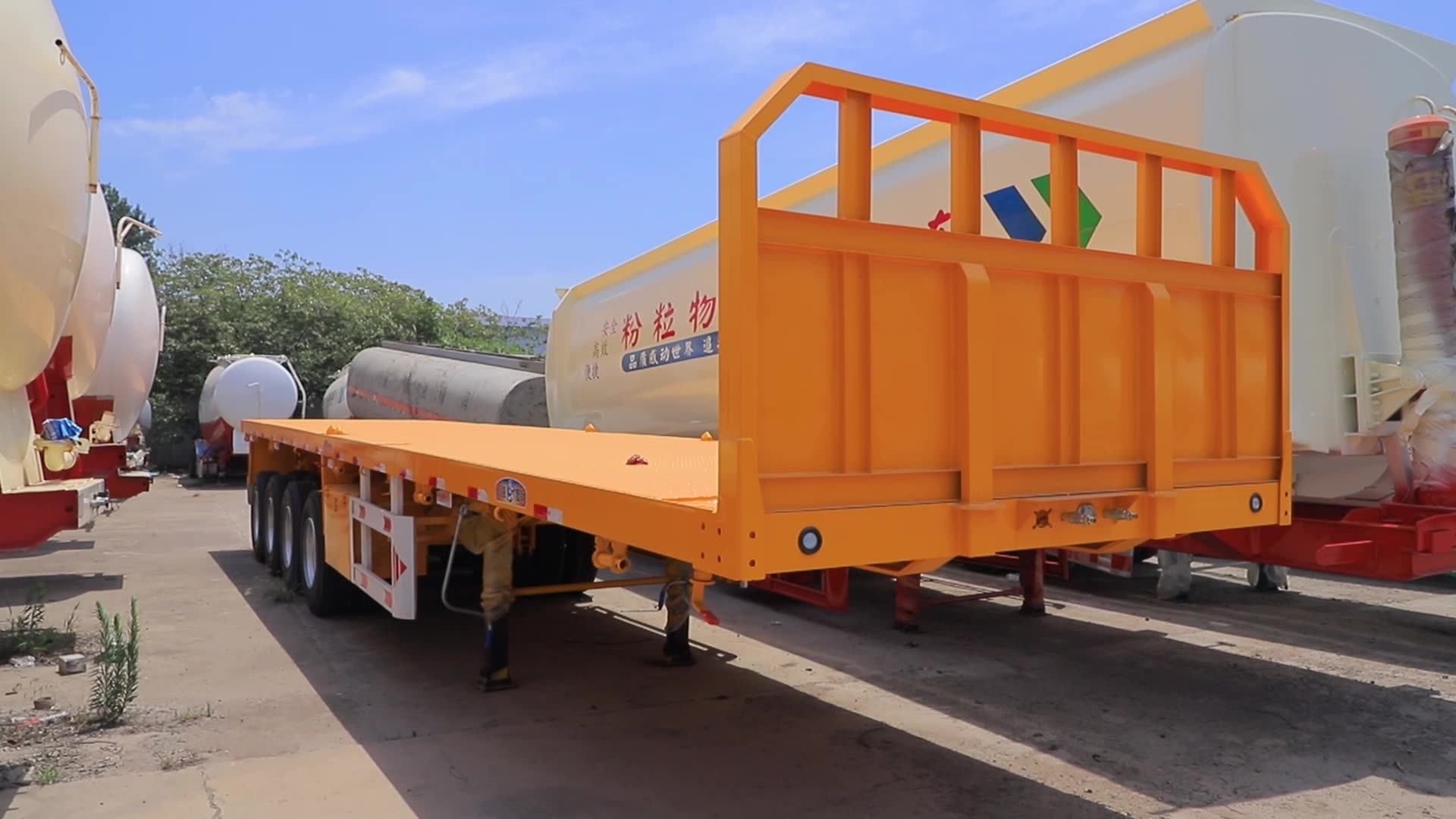 4 Axles 40ft Trailers 80 Tons Container Chassis Flatbed Semi Trailer