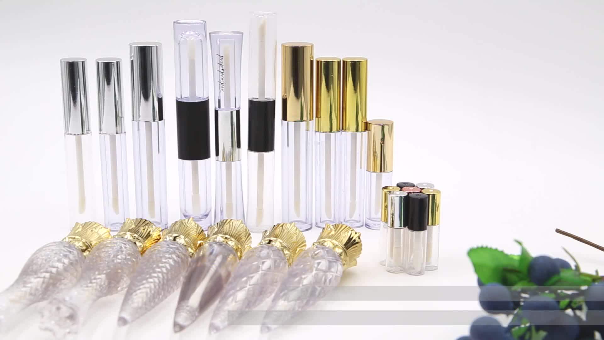 Recyclable No Logo Empty Pink Matte Frosted Or Clear Lip Gloss Tubes