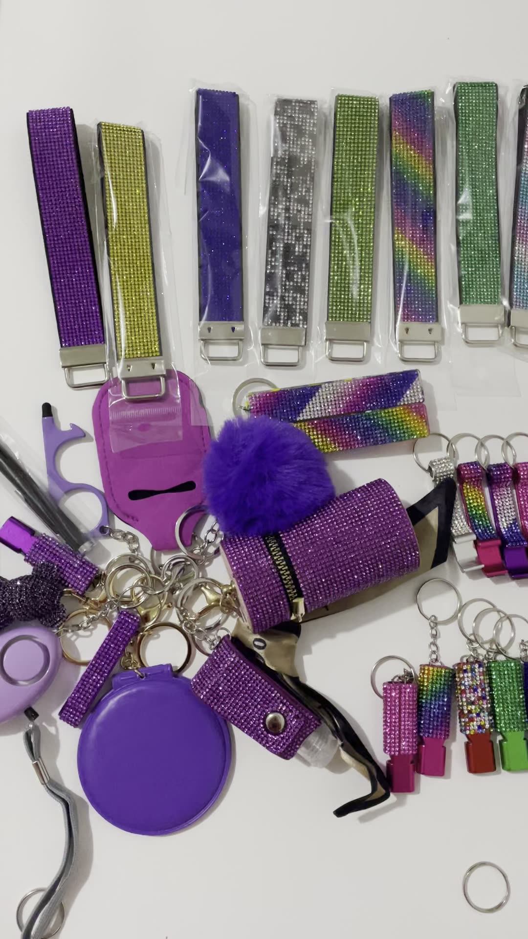 Wholesale Rhinestone Holder Bling Self Defense Keychain Set Bulk