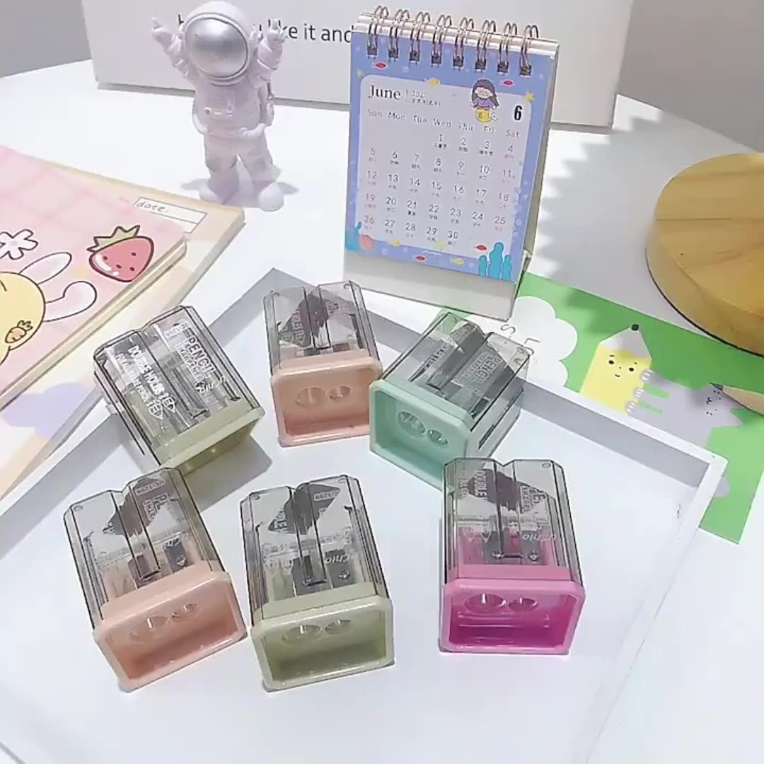 Wholesale Manual 2 Holes Wooden Pencil Sharpener Blade Plastic Custom