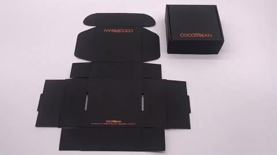 Matte Black Shipping Box With Logo Recycled Paper Cardboard Small Black Postage Box Packaging