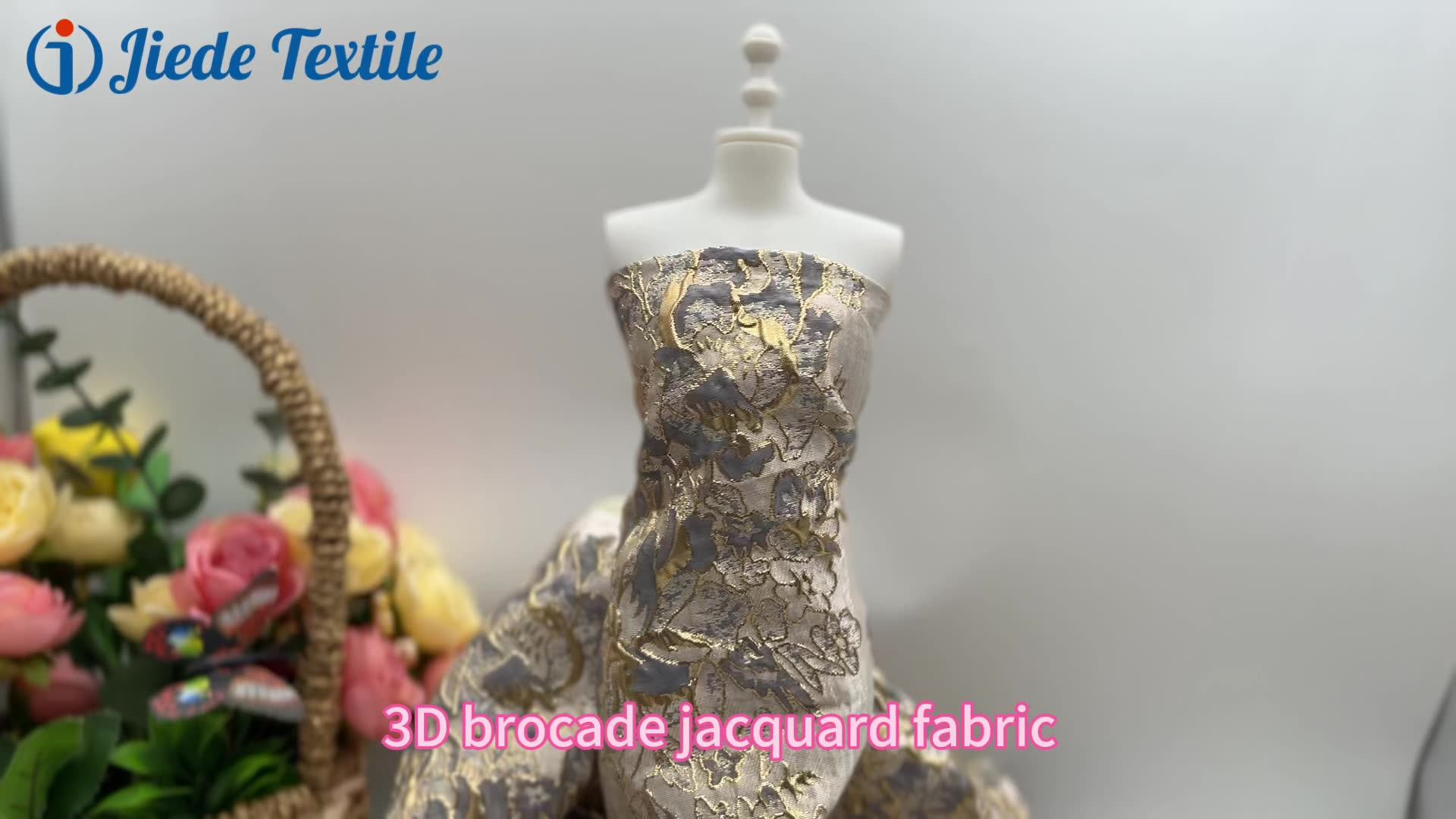Floral Metallic Jacquard Fabric - Gold Polyester Brocade