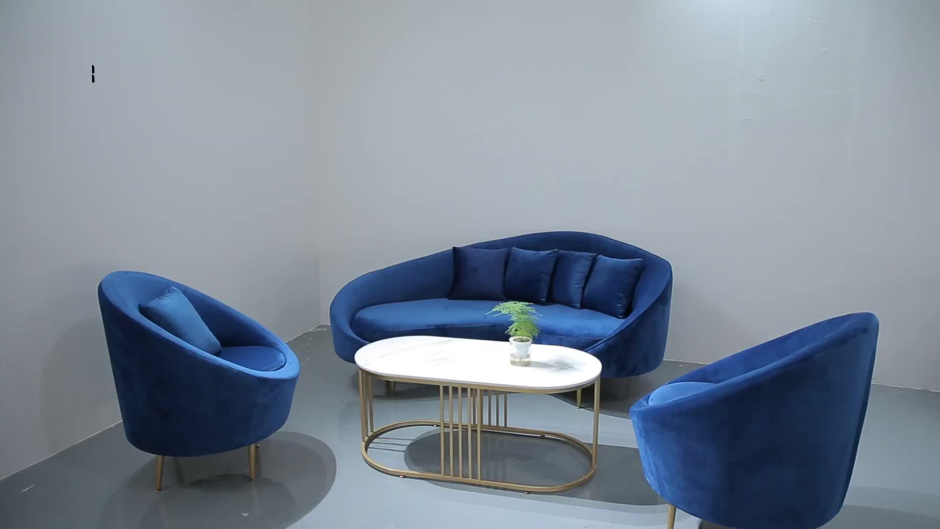 2021 Grey New Design Furniture Home Curved Velvet Sofa Living Room