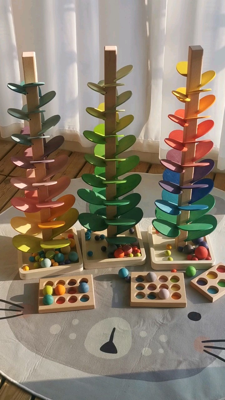 Petals Assembly Marble Run Balls Tracking Blocks Rainbow Music Sounding Trees Wooden Educational