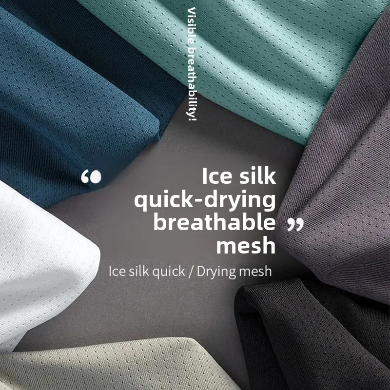 Men's Summer Ice Silk Quick-Dry T-Shirt, New Breathable Cool-Feeling Mesh T-Shirt, Loose Fitness Casual Top