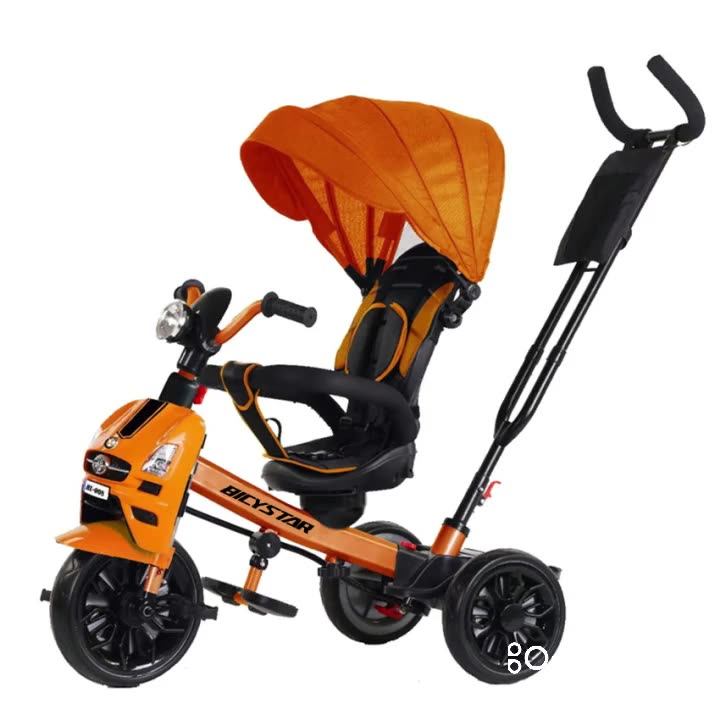 2021 Models Stylish Sun Shade Kids Tricycle Carrier In Front Child Tricycles Spare Parts Baby