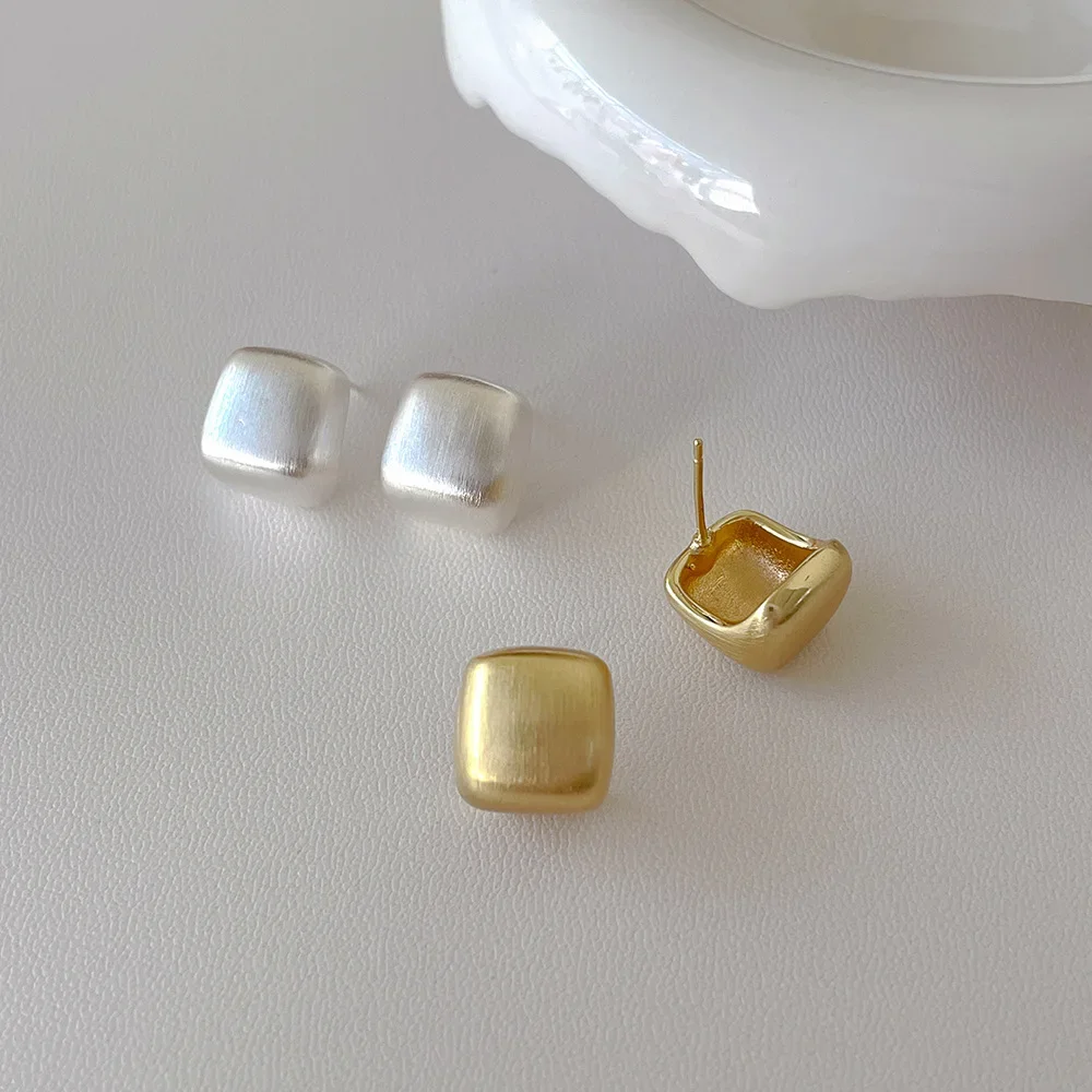 Matte retro small design fashionable elegant earrings