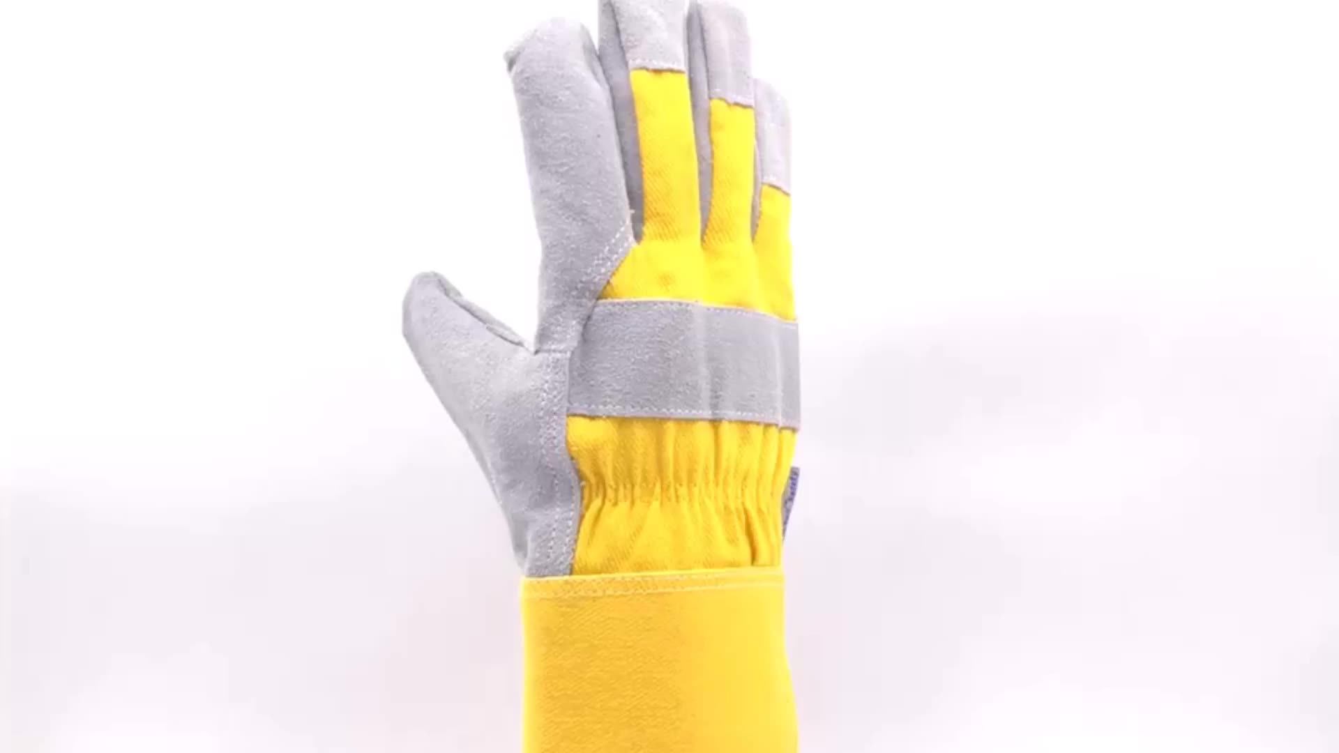 Gloveman Hivis Rigger Suede Cowhide Leather Safety Gloves/ Reflective