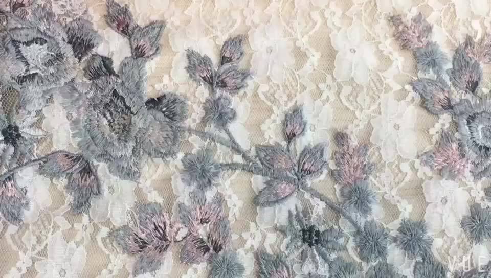 2018 French Lace Fabrics Crystal Embroidery Embroidered Bridal Fabric