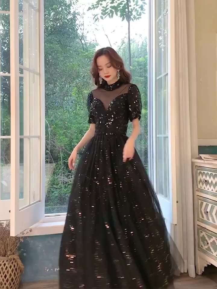 evening dresses 2021 P3647 Luxury Prom Dress 2021 V Neck Long Sleeves Sequin African Black Girl Mermaid Gala Formal Party Evening Gowns