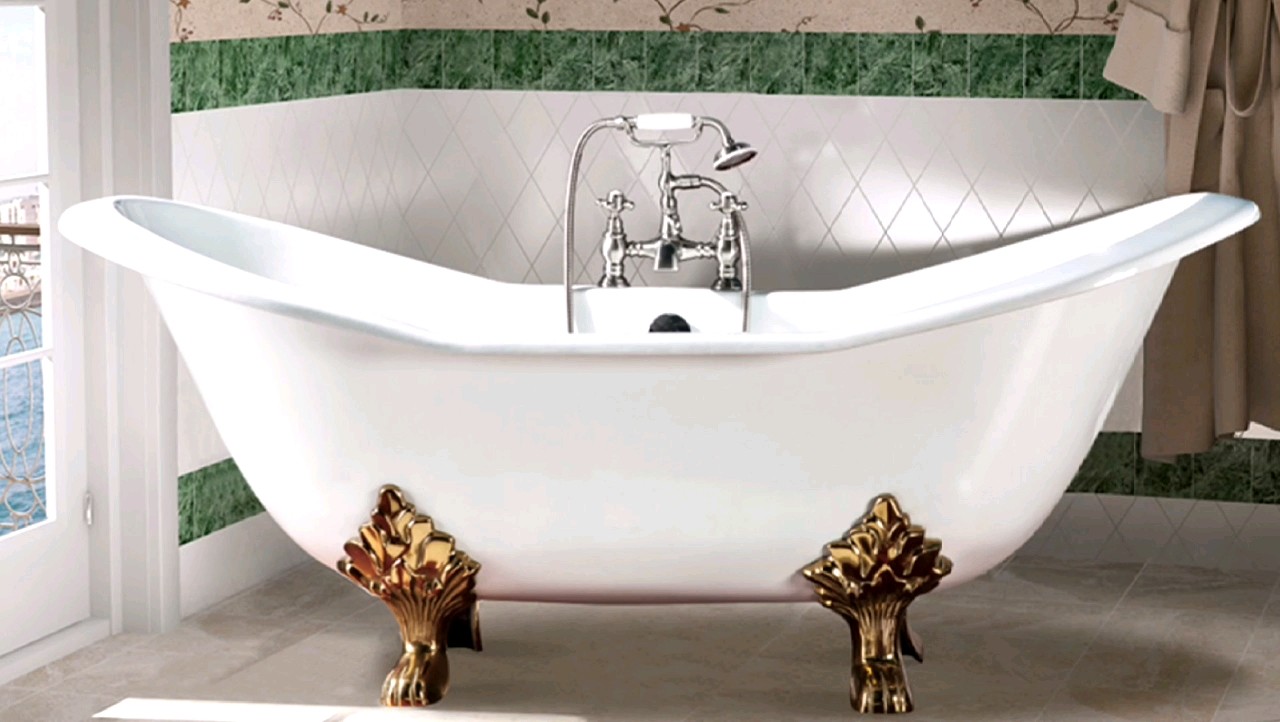 72'' Big Size Traditional Double Slipper Cast Iron Clawfoot Tub For