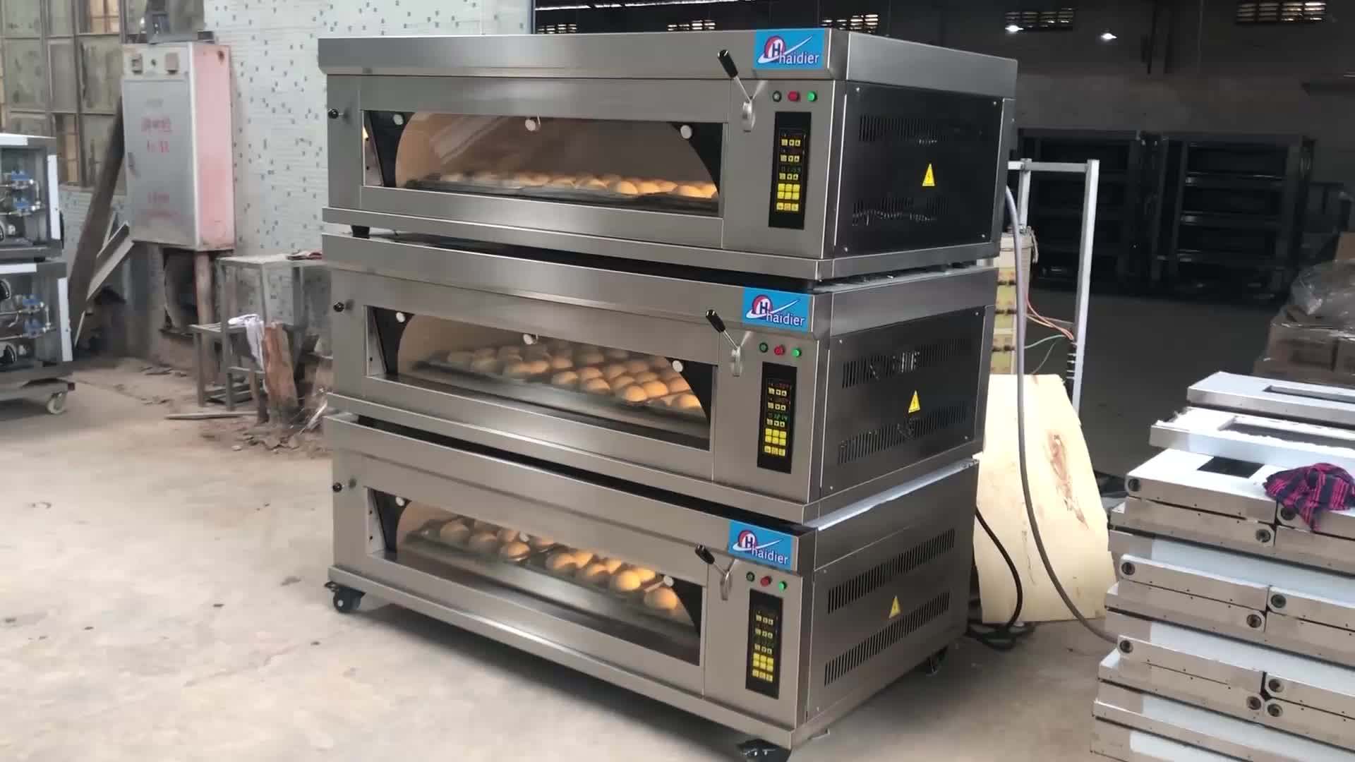 Baking Equipment 3 Deck Bakery Oven With Steam And Stone,Upopen Style
