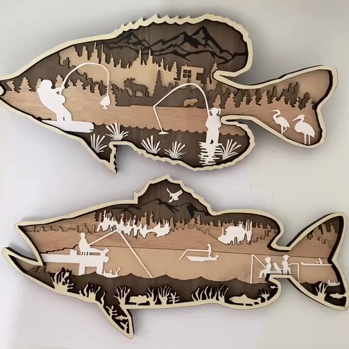 【専用】木製魚彫刻 カナダ 原住民 木製 サーモン型壁掛装飾品 62cm 壁掛けアート 木彫り魚 ホームファームハウス装飾 サメ 森の木彫り工芸