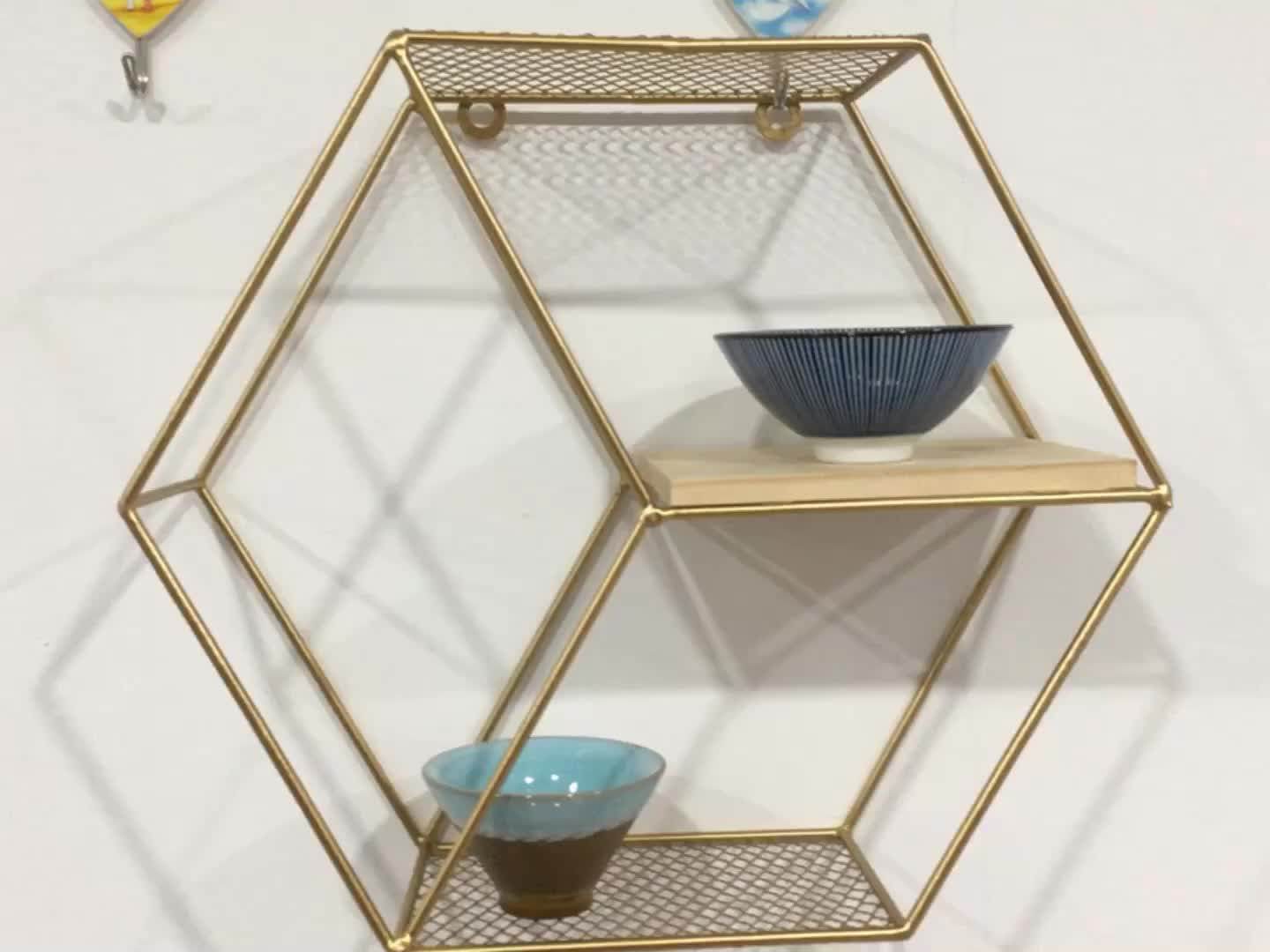 4 Tier Corner Metal White Floating Hexagon Storage Wall Shelf Buy