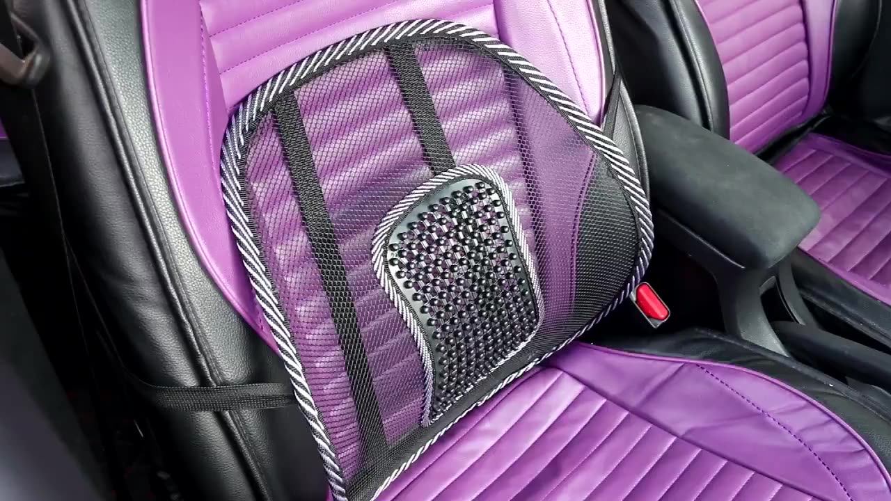 Mesh Back Cushion Pad With Massage Nodes - Lumbar Support For Car, Office Chair, Home, Black
