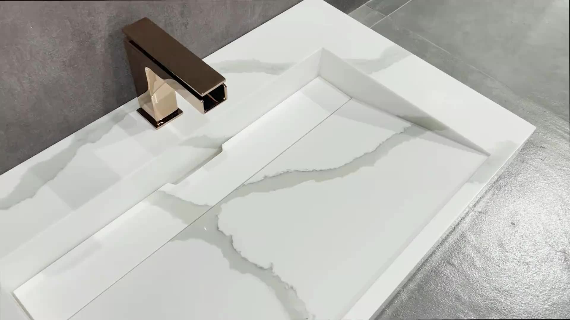 Kkr Marble Pattern Wash Basin Modified Acrylic Solid Surface Wall Hung