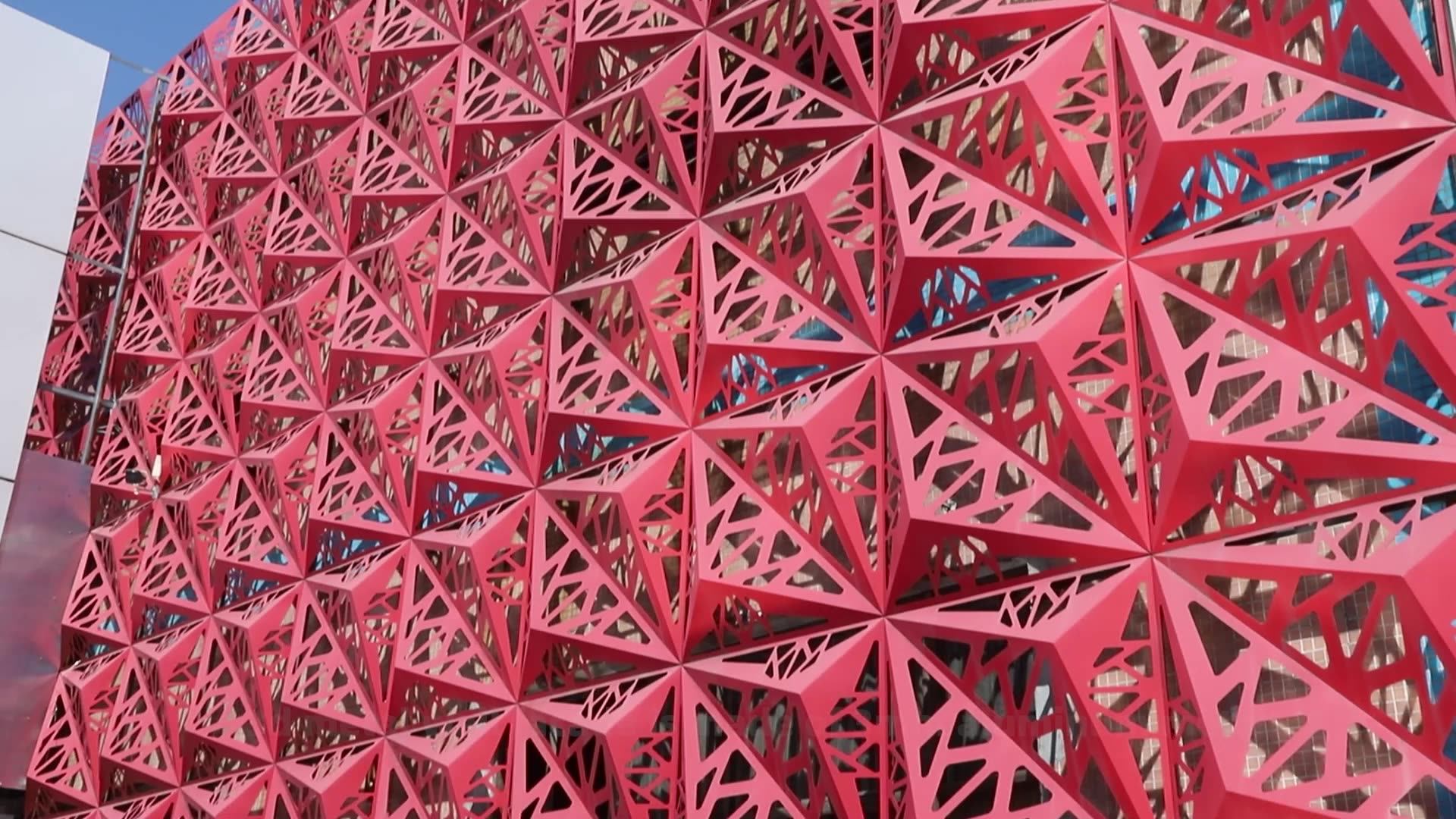 Decorative Building Exterior Wall Covering 3d Aluminum Perforated