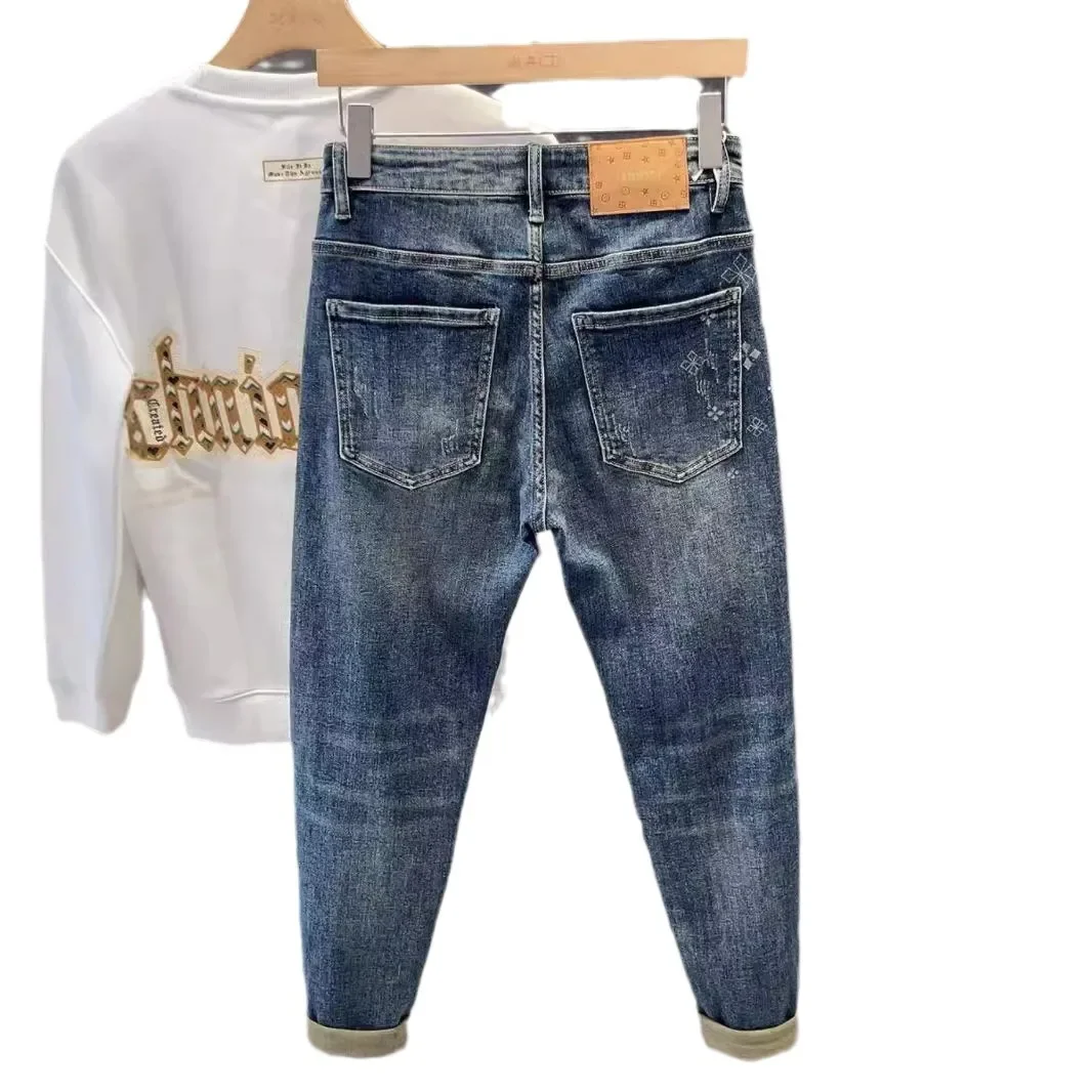 Весенне-летние тонкие денимовые брюки, slim fit