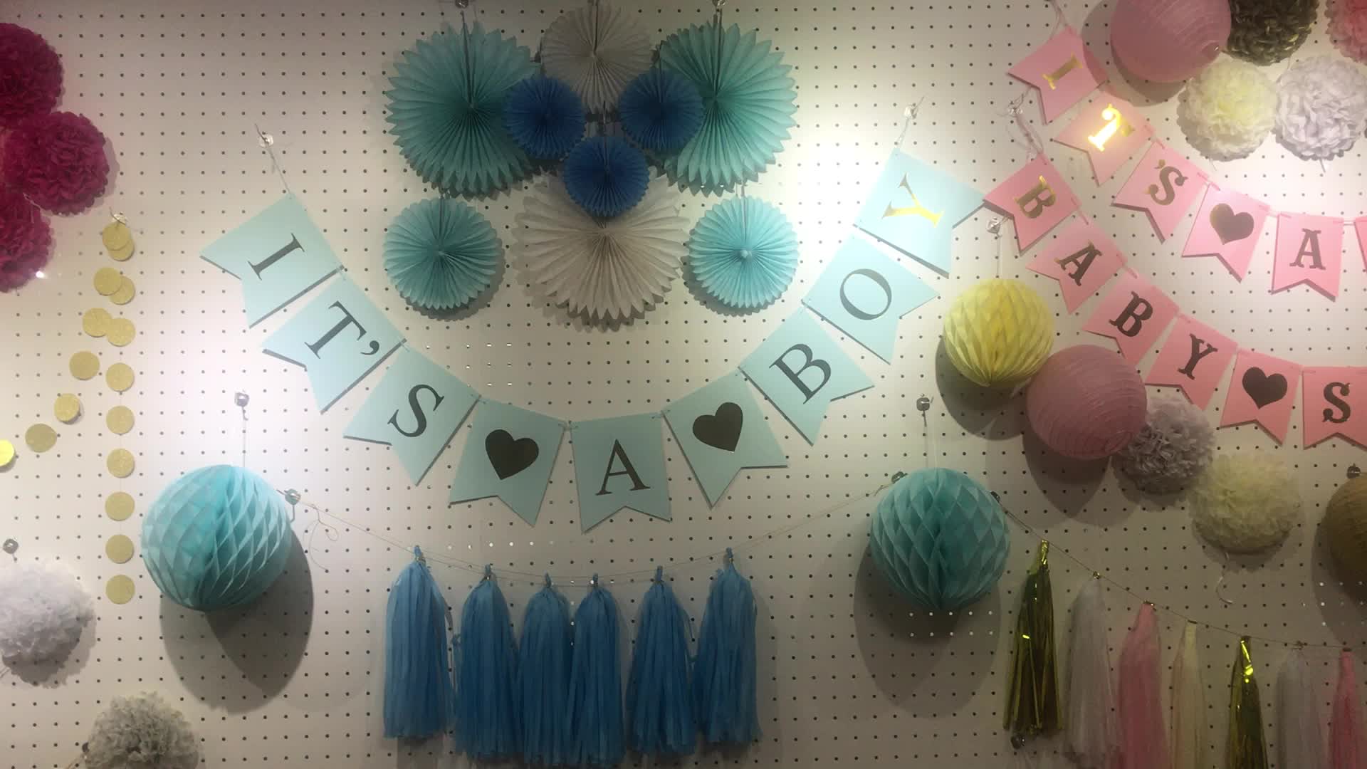 Umiss 12pcs Pink And Blue Design Sex Baby Shower Decorations Boy