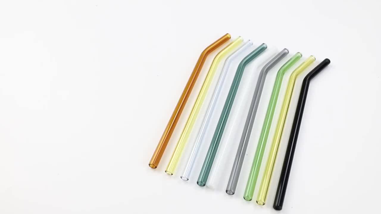 Amazon Hot Sales Premium High Borosilicate Reusable Glass Straw Set