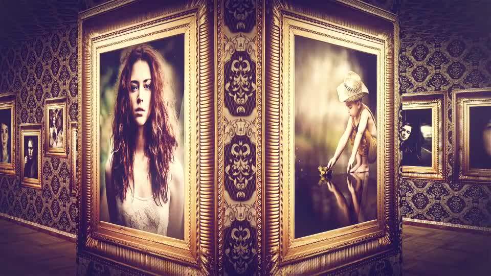 AE模板 奢华欧式质感大气金色金属相框照片墙展示电子相册宣传片