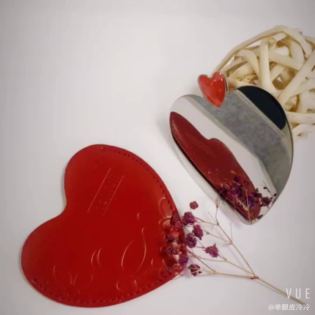 Customized Small Heart Shape Hand Mirror Pocket Mirror Cosmetic Mirror