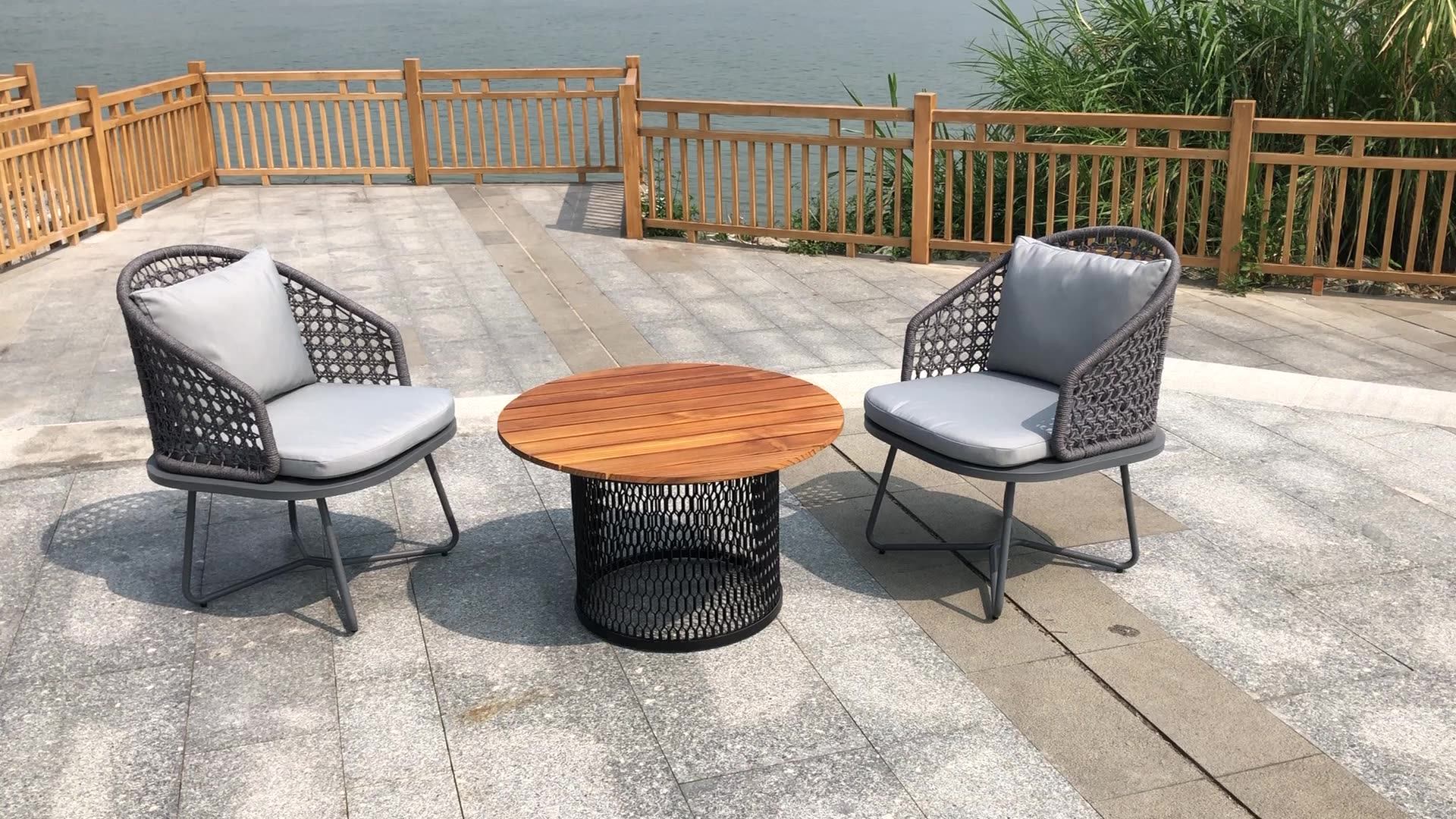 Modern Backyard Metal Frame Outdoor Furniture Synthetic Garden Rope