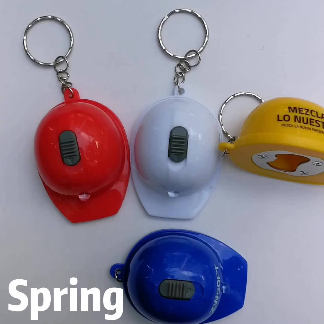 Custom Logo Led Bottle Opener Key Chian/ Light Safety Helmet Bottle
