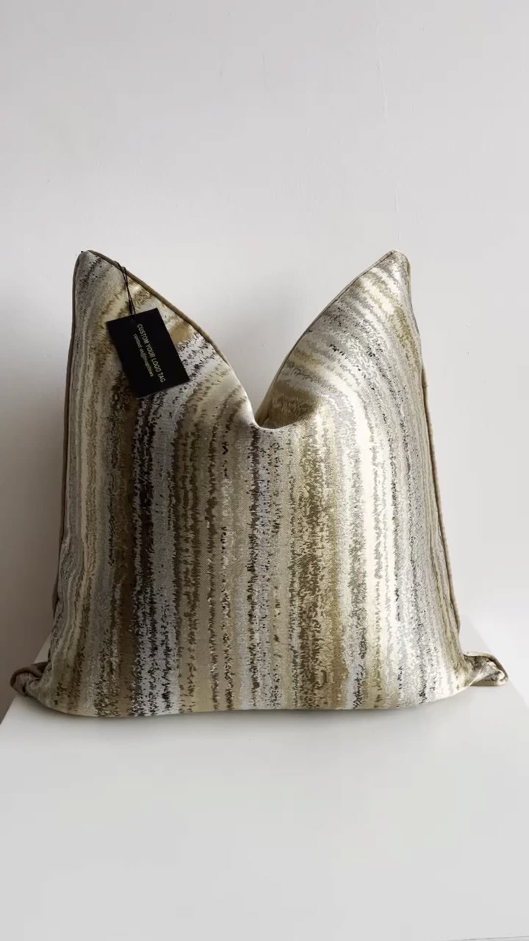 Modern Gold Throw Pillow Covers Striped Sparkly Cushion Cover Square