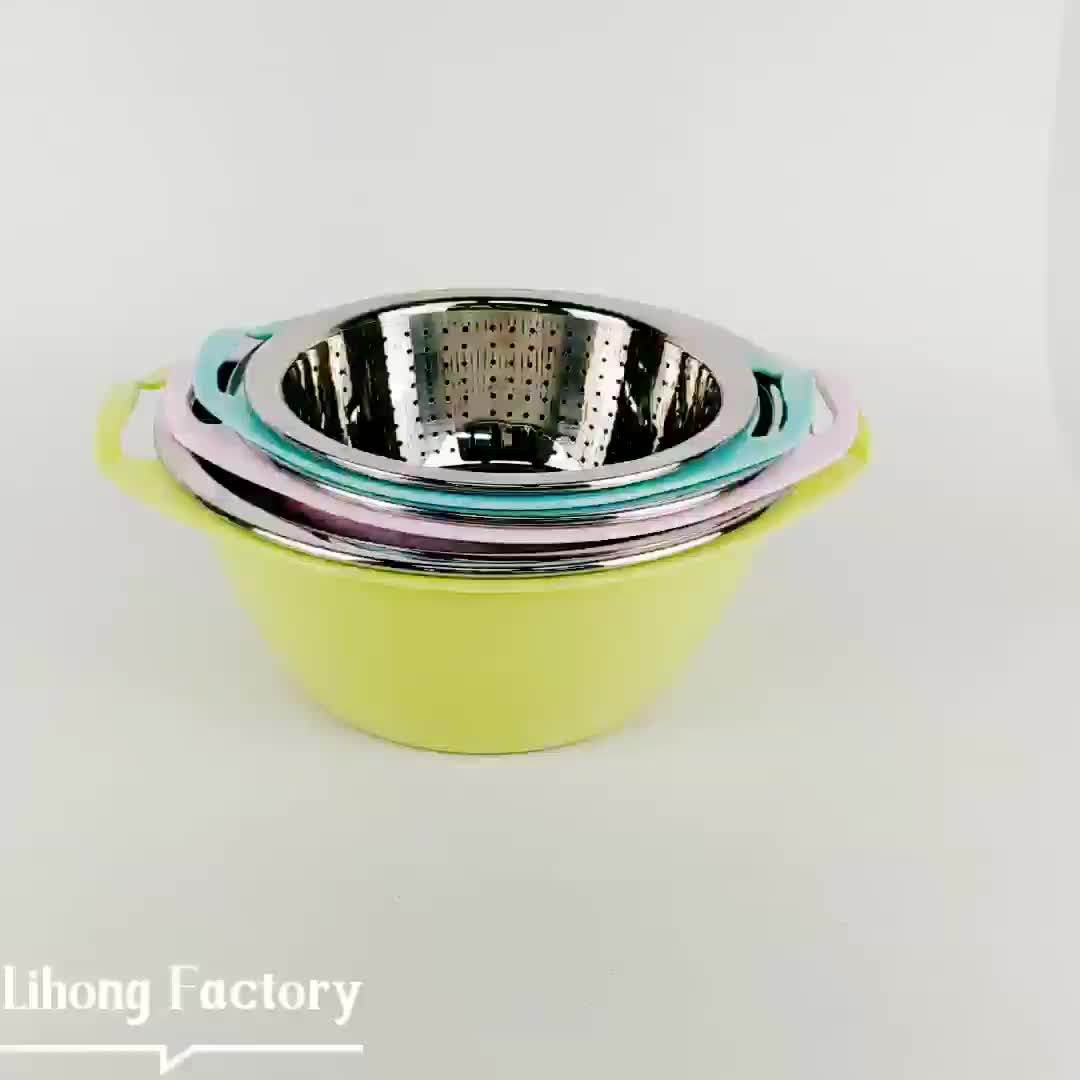 Amazon Hot Sale Kitchen Strainer Colander,Multi Colors Stainless Steel